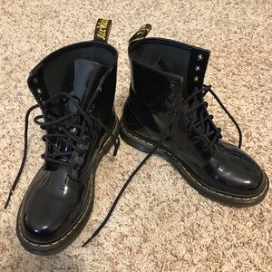 Dr. Martens size 8 black patent leather boots